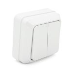 Вимикач подвійний зовнішнього монтажу, White, Q10