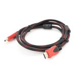 Кабель Merlion HDMI-HDMI 20m, v1.4, OD-7.4mm, 2 фільтра, обплетення, круглий Black / RED, коннектор RED / Black, (Пакет) Q27