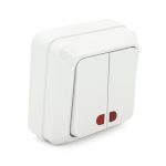 Вимикач подвійний зовнішнього монтажу O0023, White, Q20