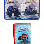 Папка А4 на молнии, пластиковая, с глитером KIDIS , серия HIGH SPEED (внедорожники) /360/