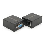 Пасивний подовжувач VGA сигналу до 60m по кручений парі Cat5e/6e, Black, BOX