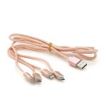 Кабель USB 2.0 DATA CABLE 2Lightning/2microUSB, 1.0м, круглий, Pink, Box