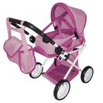 Коляска для ляльки CARRELLO UNICO 9346 ROSE з сумкою метал.кор.45*15*36,5 /1/