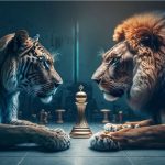 Набір для творчості алмазна картина Тигр з левом Strateg розміром 30х30 см (HEE13830)