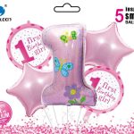 Набір фольгованих куль "First birthday-Girl" 5 шт. 1212-33