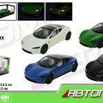 Машина мет. АВТОПРОМ 1:24,5 кольорів, із зарядною станцією, батар, світ., звук, двері відкр., кор.29*16*12,6см /12/