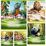 Набір зошитів учнівських Тетрада "Animals" лінія, 24 аркуші, 20 штук ТА52304