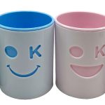 Підставка.-стаканчик для ручок пластик.кругла-2 в 1 "OK" 8*10,5см,4кол.(12*12)