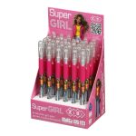 Набір ручок гелевих пиши-стирай з гумовим грипом ZIBI "SUPER GIRL" 24 штуки, синій колір, товщина письма 0,5 мм ZB.2239