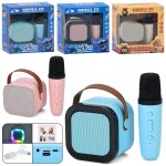 Колонка акум, 8-7-6,5см, мікрофон 13,5см, Bluetooth, FM, TFслот, наліпки, USBзарядне, мікс видів ( 2види дизайну LS,LBB, 2 види по функціям - світло/без світла), мікс кольорів, в кор-ці, 17-19-8,5см /30/