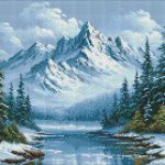 Алмазна мозаїка на підрамнику Ideyka "Морозне дихання лісу" 40х50см AMO20012