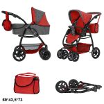 Коляска для ляльки 2в1 CARRELLO AVANTI 9662 RED з сумкою метал.кор.60,5*18,5*38,5 /1/