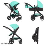 Коляска для ляльки 2в1 CARRELLO ULTRA 9696 GREEN з сумкою метал.кор.51*14,5*44,5 /1/
