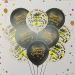 Н-р пов. куль "Happy birthday" 10шт.*30см чорно-золоті (50*10)