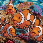 Алмазна мозаїка на підрамнику Strateg "Морські риби" 30х30см YJB3030-23