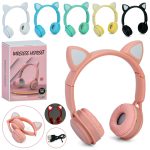 Навушники вушка, бездротові, Bluetooth, акум, TFслот, світло, FM, USBзарядне, мікс кольорів, в кор., 12-17,5-7см /24/