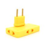 Трійник + перехідник 3 in 1, UK/US-EU, 220В, 10А, поворотний 180°, Yellow
