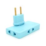 Трійник + перехідник 3 in 1, UK/US-EU, 220В, 10А, поворотний 180 °, Blue