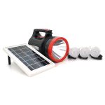 Переносний ліхтар LX-1908+Solar, 3 режими, сонячна панель, вбудований акум 7000mAh, 3 лампочки 3W, Радіо, СЗУ, Black, Box