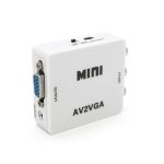 Конвертер Mini, AV to VGA, ВХІД 3RCA(мама) на ВИХІД VGA(мама), 720P/1080P, White, BOX