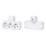 Розетка трійник Т-подібний із заземленням F301-White, 3 розетки, 2500W, 10A, 110-250V~Max, Blister