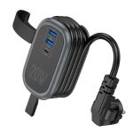Фільтр HOCO NS7 на 1 розетку + 2 USB+ USB-C, 20W, кабель 1.1м, 220В, Black, Box