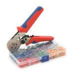 Кримпер HCS8 6-4A для обтиску кабельного наконечника, red-blue + набір кабельних наконечників (VE0508, VE7508, VE1008, VE1508, VE2508, VE4009, VE6102)
