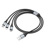 Кабель HOCO X102 USB-1 3 in 1 Micro/Iphone/Type-C, 2A, довжина 1м, Black, Box