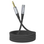 Подовжувач HOCO UPA20 DC3.5 тато-мама 2.0м, GOLD Stereo Jack, (круглий) Black cable, Box
