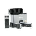 Петличний бездротовий мікрофон Jmary MW-15 (2шт)+ кейс, роз'єм Lighting, вбудований акумулятор 70 mAh, Silver, Box