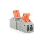 Клема роз'ємна з натискними затискачами 2-провідна DF-2604D, 2-pin, 250V, 32A, 0.2-4.0mm2, 12.5*43.5*15mm, сіра