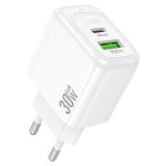 СЗУ 110-240V HOCO CS55A, 1xUSB, 1xUSB-C, PD30W, White, OEM