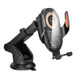 Автотримач HOCO HW34+ Wireless Charging 15W, кріплення на присосці, затискач 50-90мм, Black, Box