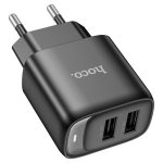 СЗУ 110-240V HOCO C141A 2xUSB, 10.5W, Black, Box